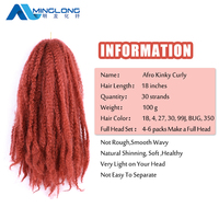 Prix d'usine, cheveux synthétiques Marley colorés de 18/24 pouces, 100g, tresses afro crépues, tresses Marley, extensions de cheveux