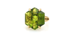 Awesome Handmade Silver Gold Plated <b>Ring</b> Peridot Quartz Gemstones hexagon Shape 6mm Prong Set Fashion jewelry For Birthday Gift - Product Image 5