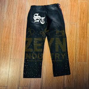 Pantalones Vaqueros de Mezclilla de Alta Calidad con Logotipo Bordado Personalizado, Impresión de Pedrería, Hechos a Medida, OEM - Product Image 6