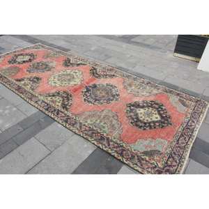 Alfombra de lana de 49x122ft turca Vintage, diseño clásico de retazos naranja y verde, área grande, sala de estar, alfombra de látex para uso en el pasillo - Product Image 2