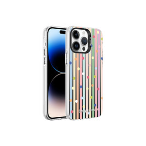 Étui rigide Netzy SAFRA Silver pour iPhone 14 Pro Max, design à pois, élégant, pour filles, emballage de vente au détail - Product Image 1