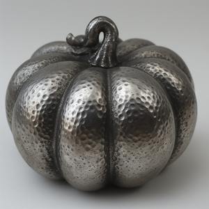 Linterna de calabaza de aluminio hecha a mano, diseño perforado artesanal con brillo plateado pulido, creando un elegante hogar festivo de Halloween - Product Image 2