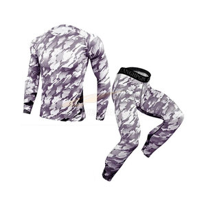 Personnalisé MMA Rash Guard Ensemble Complet Hommes Formation Compression Chemise À Manches Longues Capri Pantalon Sportswear BJJ Gym Vêtements Outfit - Product Image 1