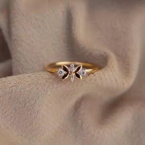 18K Solid <b>Gold</b> Designer <b>Ring</b> Diamond Jewelry For Gift Six Lab Grown Diamond <b>Dainty</b> <b>Gold</b> <b>Ring</b> Promise <b>Ring</b> For Girlfriend - Product Image 5