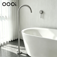 Système de douche mural apparent 3 fonctions avec pommeau de douche pluie, douchette à main ronde et bec de bain, mitigeur non thermostatique