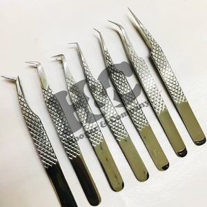 Pince à cils tranchante en acier inoxydable avec pointe argentée Logo sans prise serrée quantité minimale de commande basse durable pour les extensions de cils - Product Image 6