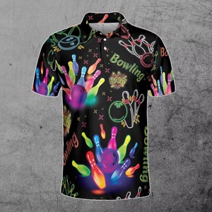 2024 High Quality Men's Short-Sleeve for Polo <b>T</b>-<b>Shirts</b> Custom Print Pattern <b>Neon</b> Bowling Pins Blank Colorful Short Sleeves for P - Product Image 3