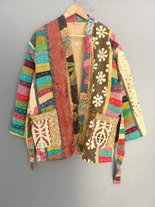 מותאם אישית בעבודת יד טלאי כותנה Kantha מעילי נשים ארוכים Vintage צמר חורף מעיל משלוח גודל - Product Image 5