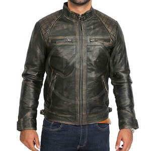 Chaqueta de Cuero de Talla Grande al por Mayor, Chaqueta de Cuero para Uso en Exteriores, Chaqueta de Cuero con Cuello Alto para Hombre, Chaqueta de Cuero de Invierno - Product Image 1
