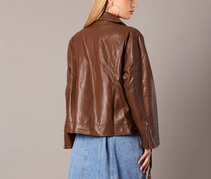 Haute qualité femmes mode Original peau de mouton cuir moto veste matelassé hiver respirant Premium mince - Product Image 2
