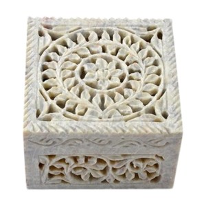 Caja de Joyería Cuadrada de Piedra Jabonosa Tallada a Mano, Decorada con Mármol, Exquisita, de Exportación, la Más Vendida - Product Image 1