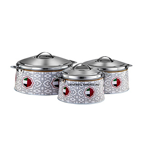 Pot en métal dernière tendance pour Emirates Ensemble de trois casseroles à double paroi Forme ronde Fantaisie nouveau chauffe-aliments en métal - Product Image 2