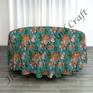 Mantel redondo de Navidad, mantel de diseño Floral, mantel hecho a mano, mantel estampado de bloques, mantel - Product Image 4