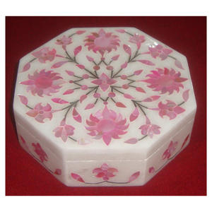 Belle vadrouille florale en marbre brillant personnalisée conçue pour la vente Magnifique forme octogonale de boîtes à bagues et à bijoux - Product Image 1