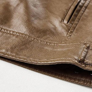 Nueva Chaqueta de Motocicleta para Hombre, de Cuero Genuino y Lona, Ajustada, Impermeable y Resistente al Viento, para Invierno, Venta al Por Mayor - Product Image 4