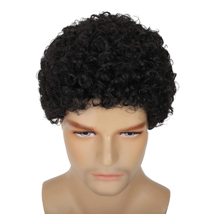 Peluca corta <span class=keywords><strong>afro</strong></span> y rizada para hombre, peluca de discoteca de los años 70 y 80, pelucas divertidas para Cosplay de Halloween de Guy Rocker para <span class=keywords><strong>disfraz</strong></span> de fiesta diaria - Product Image 2