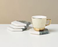 Ensemble de dessous-de-verre en marbre blanc gris hexagonal de qualité supérieure pour les boissons, protection élégante de la table, décoration moderne de la maison, finition de qualité supérieure