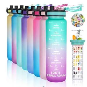 Silverjet Gradient Tritan Water Bottle 1000Ml Leak Proof Lid Sport Outdoor Gym Camping Eco Friendly <b>Plastic</b> <b>Drinkware</b> - Product Image 5