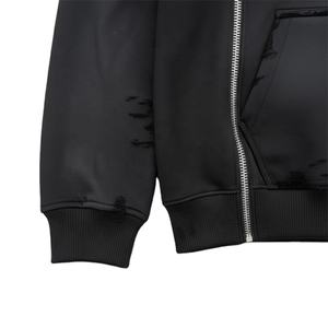 Broderie personnalisée de haute qualité ES, 500 GSM, 100% coton, tissu éponge français, strass, lavage à l'acide, fermeture éclair, effet vieilli, appliqué vintage - Product Image 3