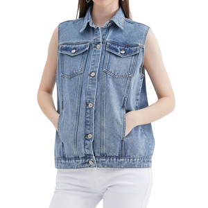 Chaqueta Vaquera de Moda para Mujer, Ropa de Exterior de Alta Calidad, Superventas, Tendencia, Transpirable, Color Sólido, Chaleco Vaquero para Mujer - Product Image 2