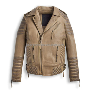 Chaqueta de Cuero Vacuno Genuino Color Marrón Desierto 2026 OEM para Hombre, de Alta Calidad, Ecológica, Impermeable, Resistente al Viento, con Logotipo Frontal, MOQ Bajo - Product Image 1