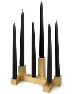 Candelabro de Metal Dorado Cepillado de 6 Brazos, Centro de Mesa Geométrico Escalonado para Decoración de Bodas, Eventos y Fiestas en Hogares Modernos de Lujo - Product Image 1