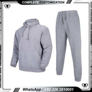 Ensemble de survêtement ample en molleton épais d'hiver, sweat-shirt à capuche, tissu en molleton français, imprimé, logo personnalisé, coton unisexe, hommes, tissu polaire - Product Image 3