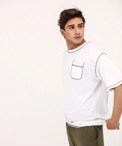 เสื้อยืดสำหรับผู้ชายผ้าฝ้าย100% สีขาวคอกลมทรงหลวมสไตล์สตรีทแบบกำหนดเองเสื้อยืดใช้ได้ทั้ง180และหญิง2025 - Product Image 5