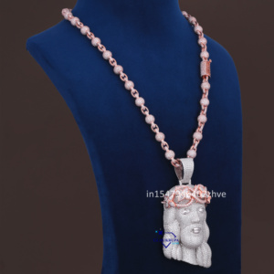 Colgante de cadena de diseño único de Plata de Ley 925 con diamante cultivado en laboratorio VVS Clarity conjunto de collares finos para mujeres - Product Image 3