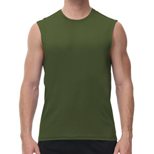 Camiseta sin mangas de forma libre para hombre-Curva de cuello suave, sin gráficos, viene en una gama completa de medidas para cualquier forma-Servicio al por mayor - Product Image 1