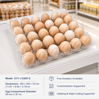 Boîte de 30 plateaux à œufs en PET transparent de qualité alimentaire, haute clarté, avec couvercle et fond séparés, pour l'agriculture, les fermes avicoles, les grossistes, personnalisable