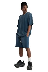 Conjunto de Camiseta y Pantalones Cortos Deportivos Holgados de Algodón Jersey Grueso, Estilo Desgastado por el Sol, Unisex, para Hombre y Mujer - Product Image 5