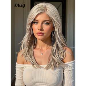 Poppy-DWY Free Part Blonde <b>Short</b> Synthetic <b>Wig</b> with Transparent Lace Front Mono Color - Product Image 1