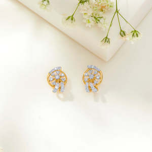 Boucles d'oreilles créoles en or 18 carats pour femmes - Plaqué or rose, or blanc et or jaune - Bijoux tendance pour fiançailles - Product Image 1
