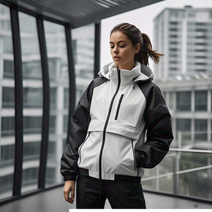 Veste coupe-vent oversize pour femmes Manteau coupe-vent à capuche décontracté d'extérieur Veste imperméable de randonnée pour femmes - Product Image 6