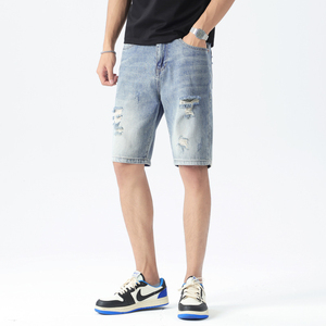 Yash Sport Custom Design Winter Street Wear Embroidered Ripped Distressed Vintage Heavy Denim Breathable Quick Dry Shorts Men - Product Image 4