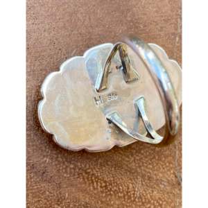 Navajo-Made Tibetan Turquoise & Sterling <b>Silver</b> Fashion <b>Ring</b> Size 12 Bezel <b>Set</b> Inlay Stainless Steel Stylish Gift Idea - Product Image 5
