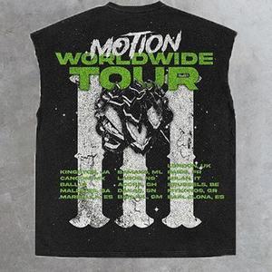 Camiseta sin mangas Motion Worldwide Tour para hombre, 100% algodón, con estampado gráfico, estilo urbano, diseño estampado en la espalda, corte regular, cuello redondo - Product Image 5