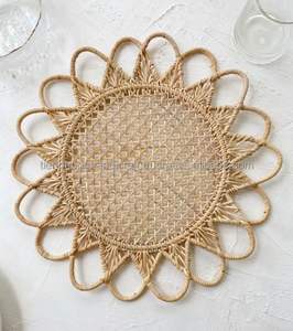Handwoven Rattan Round Coasters with Holder Pottery Insulated Heat <b>Woven</b> <b>Placemats</b> Eco-Friendly Coaster Set - Product Image 1