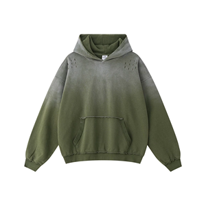 Personnalisé vierge 100% coton lavage à l'acide rétro sweat à capuche surdimensionné blanc lavé à l'acide Vintage broderie bouffée impression pull à capuche - Product Image 1