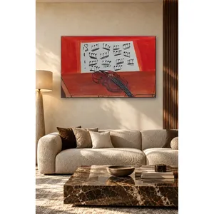Fida Raoul Dufy - Impression sur toile de violon rouge et de partitions - Product Image 1