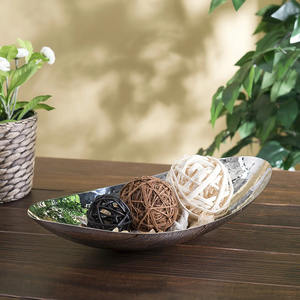 Frutero de acero inoxidable con diseño martillado de forma ovalada para usos múltiples Frutero de mesa Cuencos plateados para servir alimentos - Product Image 4