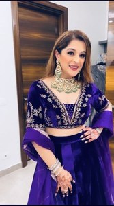 Designer Heavy Velvet Embroidered Sequin Work Lehenga Choli Bridal <b>Viscos</b> with Heavy Dupatta - Product Image 4