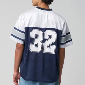 High Quality 100% Cotton Custom Oversized Mesh Sports Jersey for Men <b>Cropped</b> Boxy Design <b>Loose</b> Fit Baseball Football Training - Product Image 5