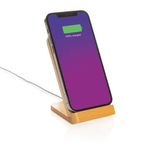 Eco-Friendly 5W <b>Wireless</b> <b>Charging</b> <b>Stand</b> Bamboo Desk Organizer for Gadgets - Product Image 5