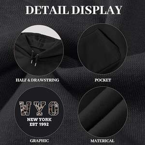 เสื้อสเวตเตอร์สวมหัวมีฮู้ดสีดำกราฟิกโอเวอร์ไซส์ของผู้หญิงเสื้อผ้า Y2k แฟชั่นฤดูใบไม้ร่วงอินเทรนด์การออกแบบตามลูกค้า - Product Image 6