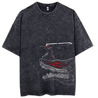 T-shirt en jean personnalisé unisexe coupe ample finition vintage 100 % coton pour homme, écologique, respirant, style hip-hop, faible MOQ - 100+