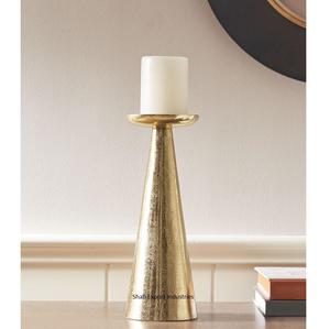 Bougeoir pilier en métal créatif simple pour la décoration de table de la maison et de l'hôtel bougeoir plaqué cuivre - Product Image 5