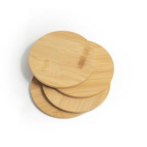 Sous-verres gris en verre de whisky et de bière boisson chaude et froide sous-verres ronds en bois de bambou naturel de qualité supérieure napperons à vendre - Product Image 1