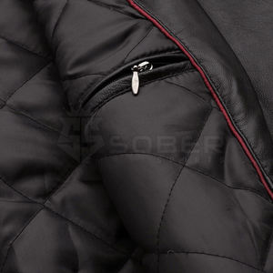 Veste en cuir d'hiver pour hommes grandes tailles, utilisation en extérieur, col montant, respirante, séchage rapide, haute qualité, couleur personnalisée, fabriquée au Pakistan - Product Image 6